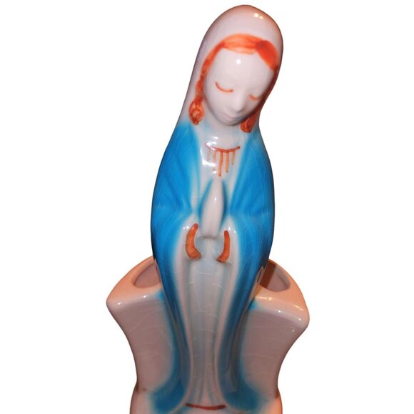 Vintage Ceramic Virgin Mary Planter Figurine - Picture 9 of 10